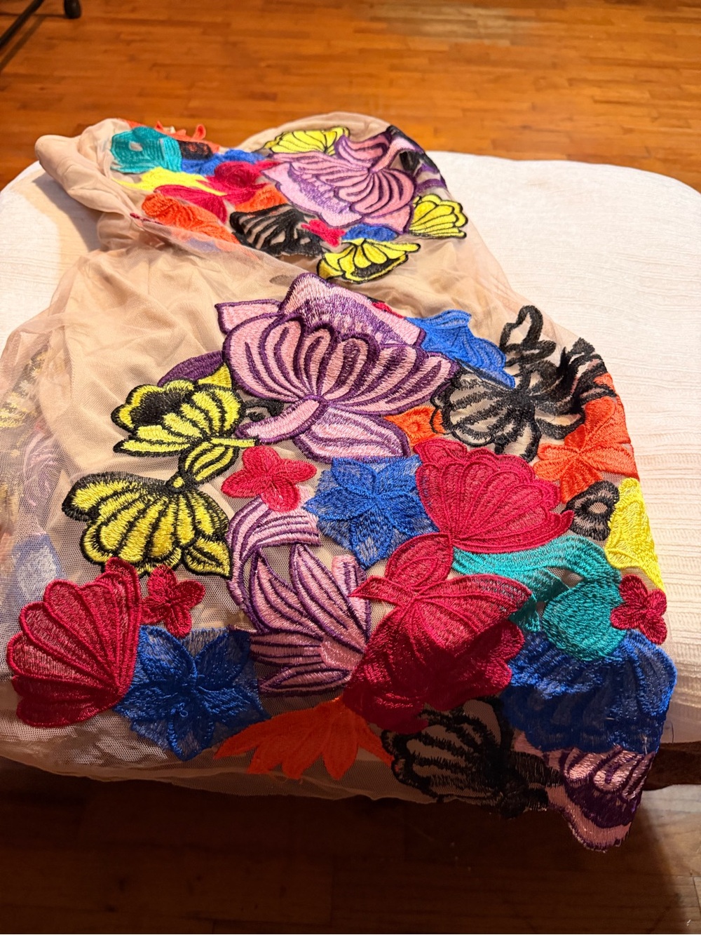 WOW couture Multicolor Floral Embroidered Sheer Dress